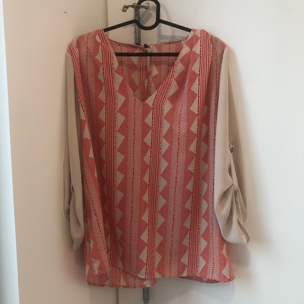Tribal red and cream print